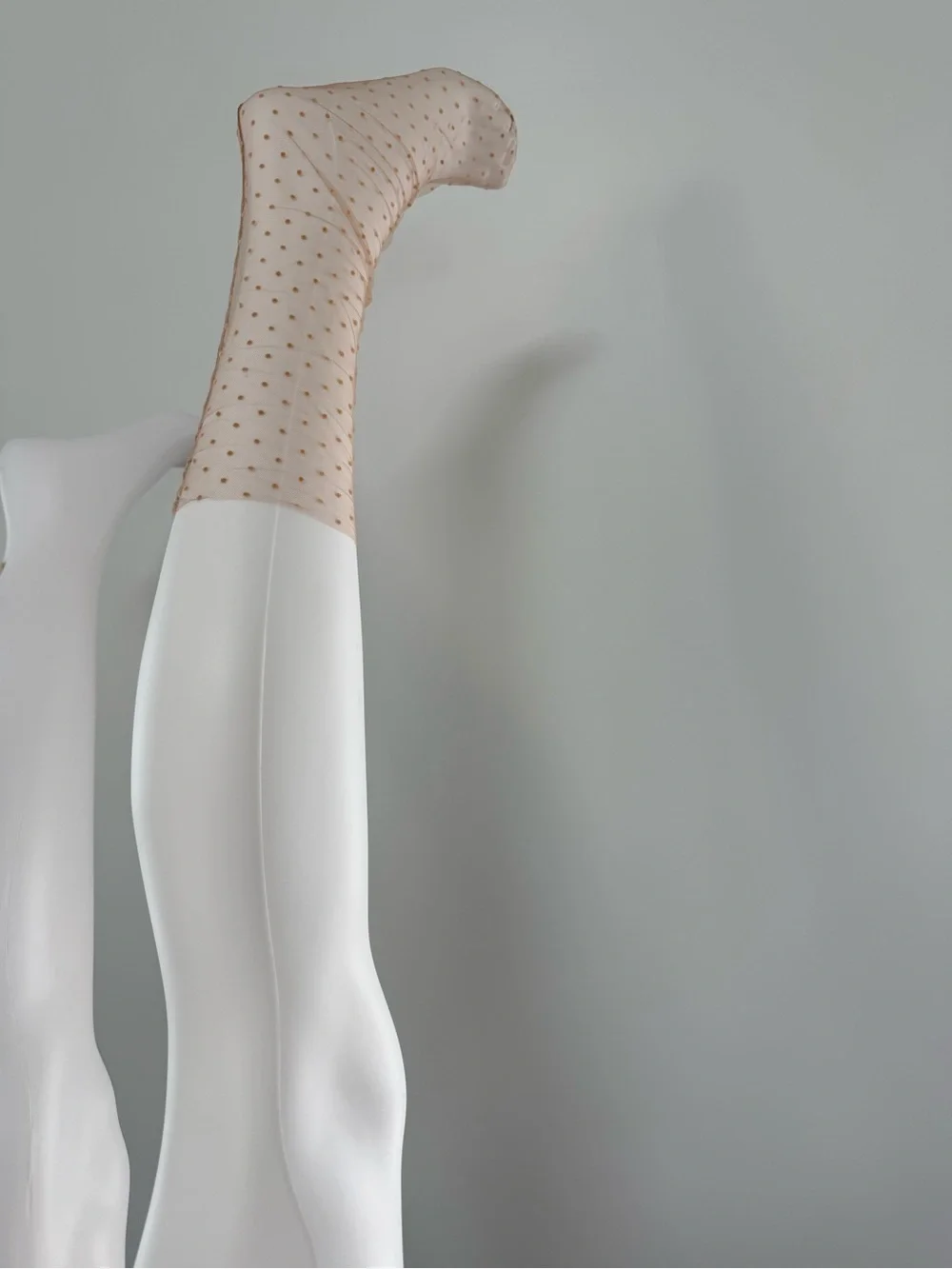 Sheer Beige Polka Dot Dress Socks